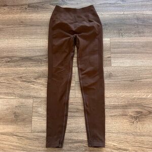 ALPHALETE AMPLIFY LEGGINGS BROWN HIGH COMPRESSION HIGH WAISTED SMALL